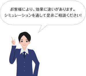 お客様により、効果に違いがあります。シュミレーションを通して是非ご相談ください！